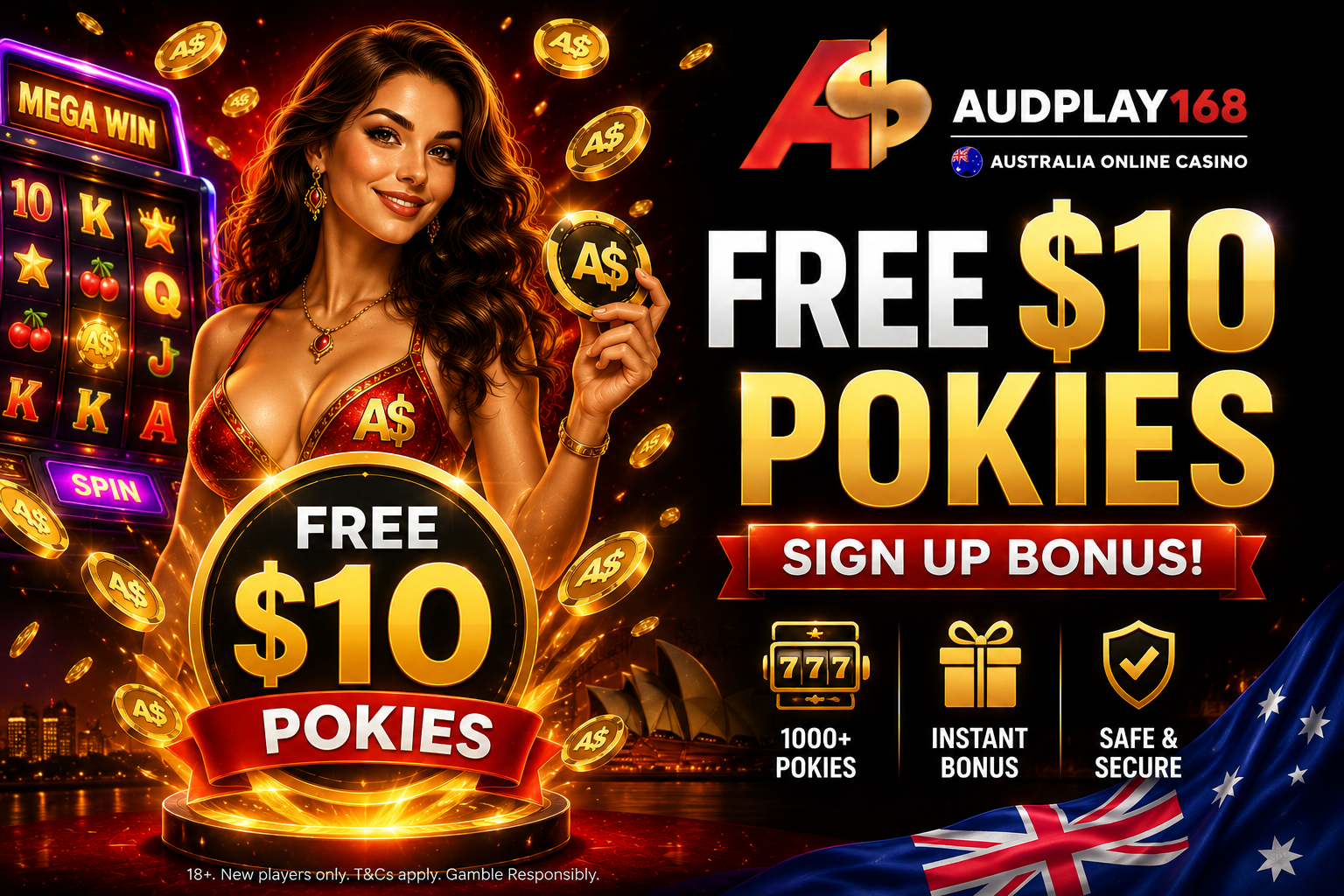 free $10 pokies sign up bonus Australia AUDPlay